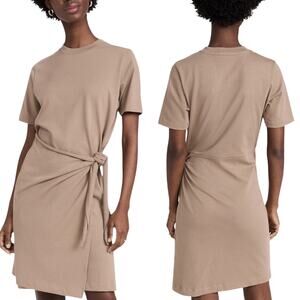 Vince. Short Sleeve Side Tie Tee Shirt Dress in Taupe size Large NWT
